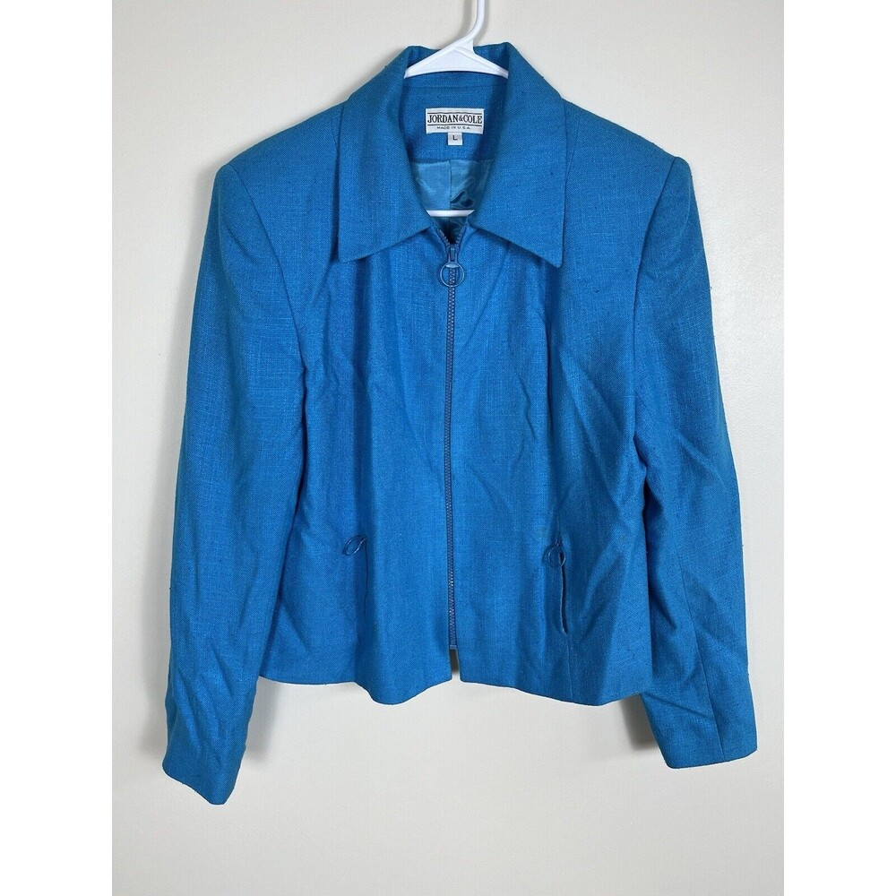 Jordan & Cole Y2K Blazer Jacket Women’s Royal‎ Blue Full Zip Lined Pockets Sz L